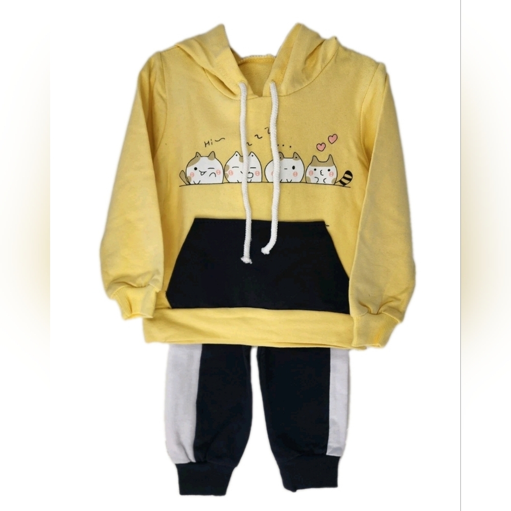 Baby Toddler 2 Pieces Set Hooded Long Sleeve Sweatshirt/ Pants Size 12-18 Months